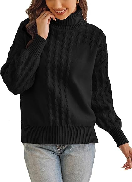 GRACE KARIN Turtle Neck Pullover Sweaters for Women Fall Long Sleeve Loose Drop Shoulder Knit Top... | Amazon (US)