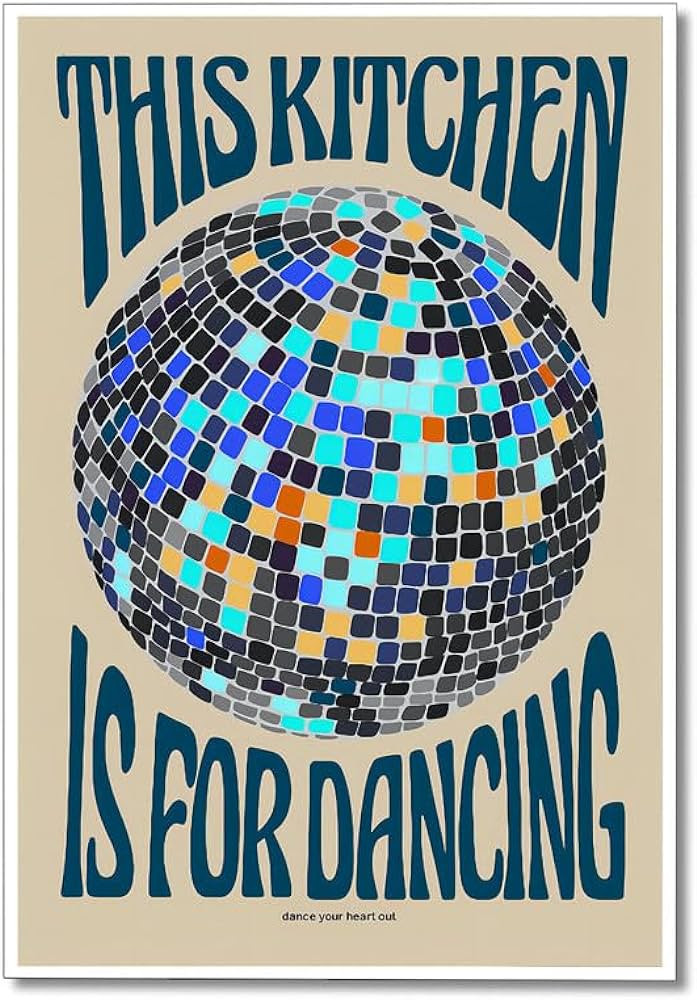ShJnFB Trendy Kitchen Wall Art Retro Disco Ball Wall Decor This Kitchen Is For Dancing Print Post... | Amazon (US)