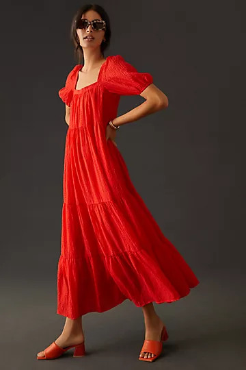 By Anthropologie Tiered Puff-Sleeve Maxi Dress | Anthropologie (US)