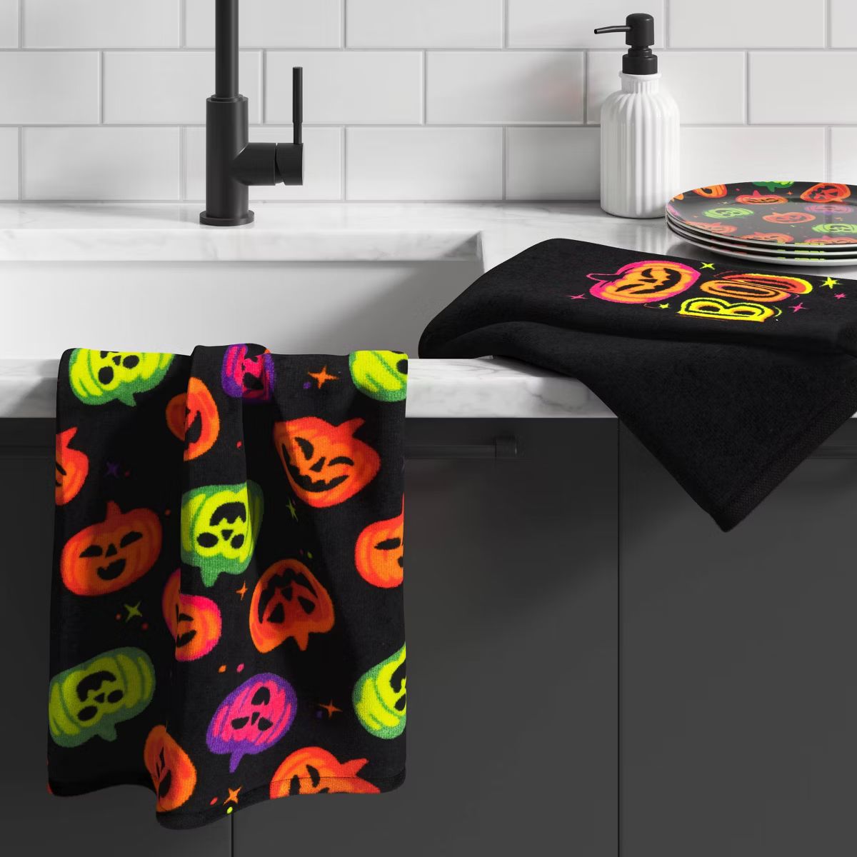 2pk Halloween Kitchen Terry Towels Pumpkin BOO & Jack Toss - Hyde & EEK! Boutique™ | Target