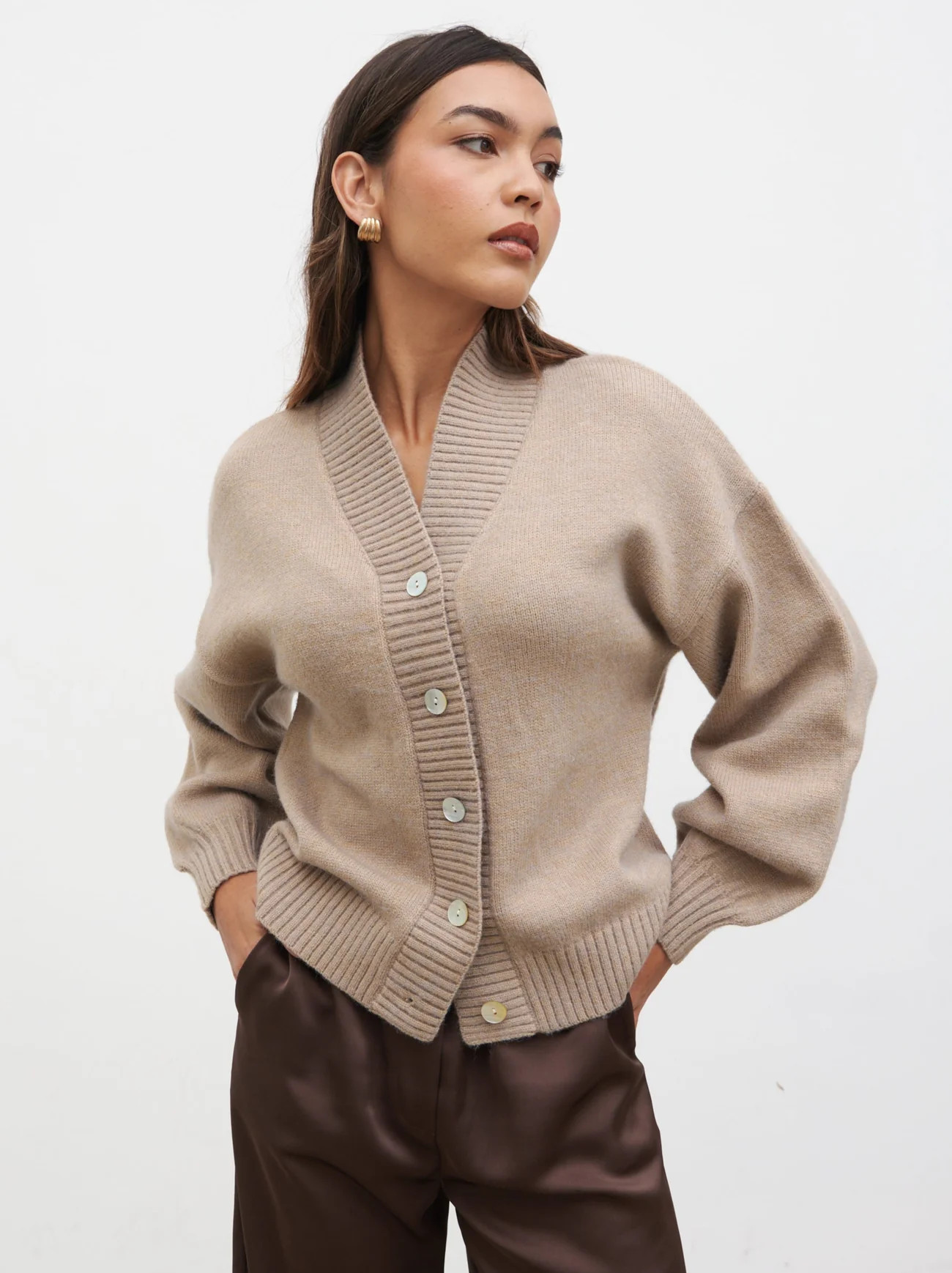 Lorrie Chunky Knit Buttoned Bomber | Pretty Lavish (UK)