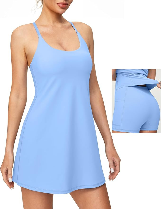 Heathyoga Womens Athletic Dress Easy Peasy Tennis Dress with Shorts Underneath Workout Active Gol... | Amazon (US)