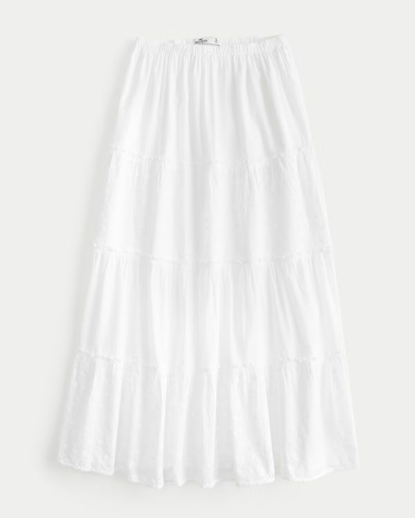 Tiered Eyelet Maxi Skirt | Hollister (US)