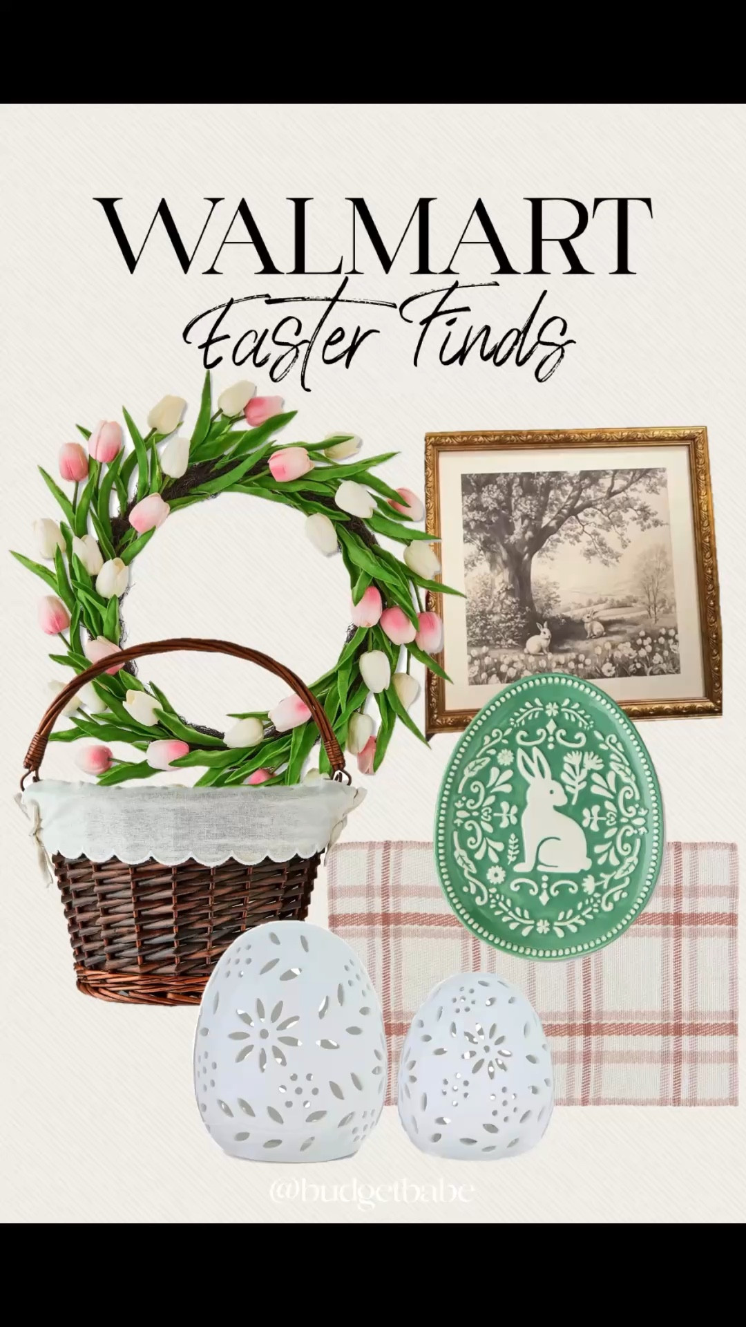 Walmart Easter finds, affordable baskets, artwork, tulip wreath, door mat, bunny plates and more. 

#LTKHome