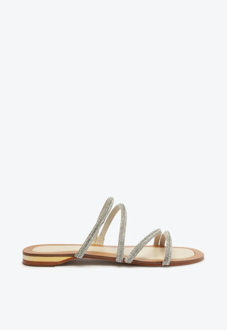 Sandália Rasteira Jullie Cristais Prateada | ZZ Mall (BR)