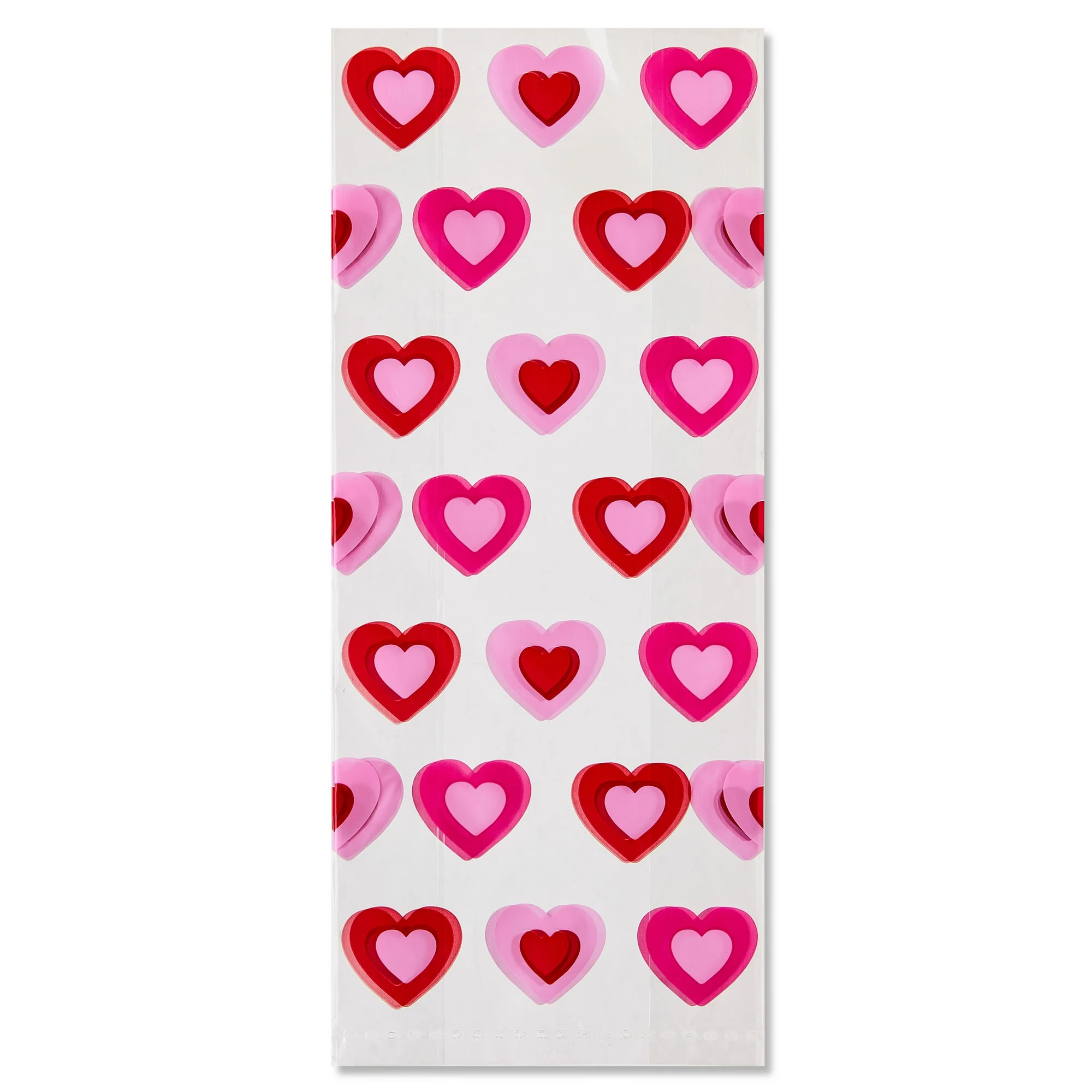 Layered Hearts Cellophane Treat Bags with Twist Ties, Multicolor, 4" x 2" x 10", 20 Count, Valent... | Walmart (US)