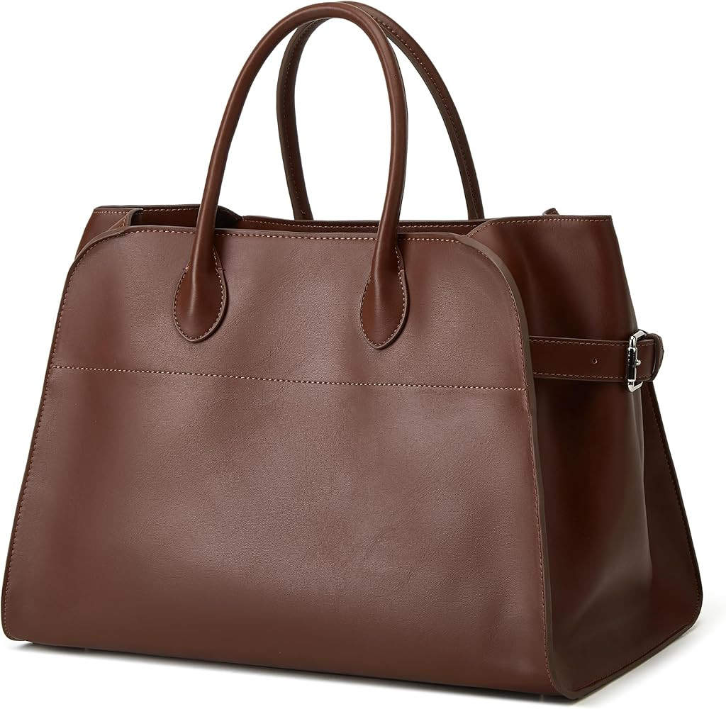 Leather Tote Bags for Women Large Tote Bag Retro Top-handle Bag Trendy Work Bag PU Leather Purse ... | Amazon (US)