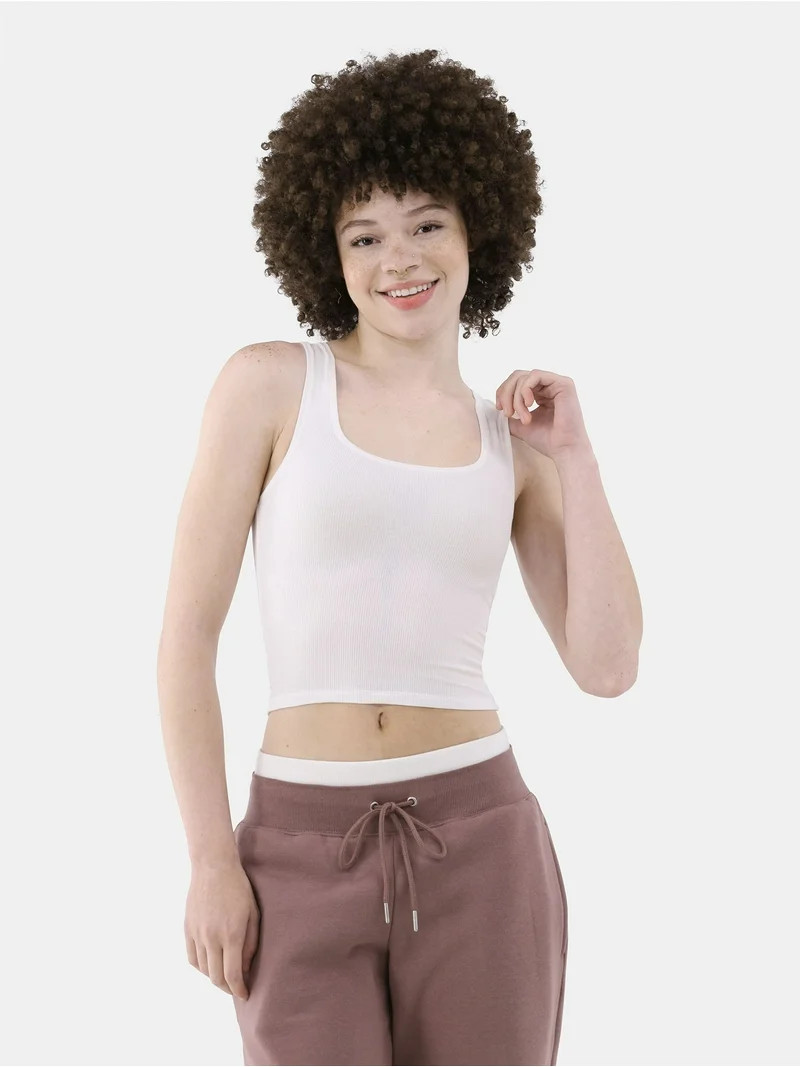 No Boundaries Women's Cotton Ribbed Cropped Tank Top, Sizes XS - 3XL | Walmart (US)