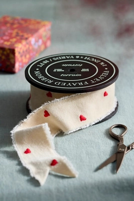 Embroidered Hearts Cotton Ribbon | Terrain