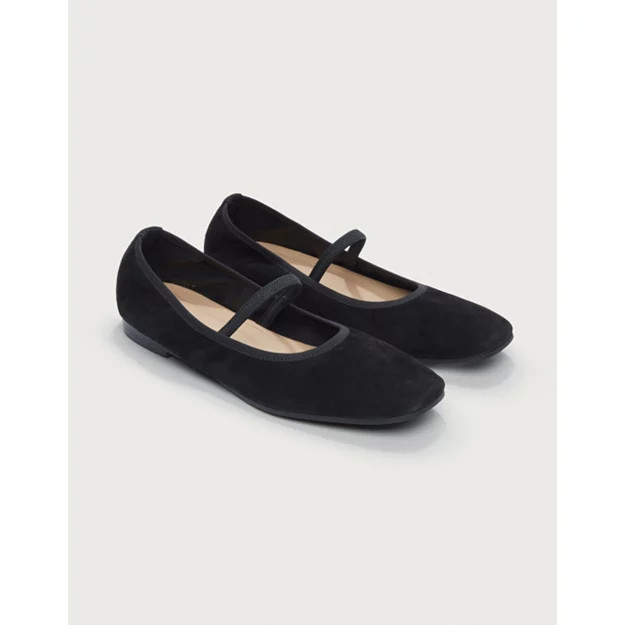 Mary Jane Square Toe Soft Suede Ballerina Flats | The White Company (UK)