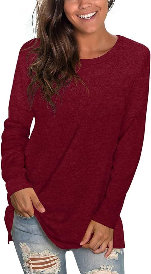 SAMPEEL Womens Fall Tunic Tops for Women Cute Crewneck Long Sleeve T Shirts for Women | Amazon (US)
