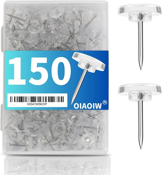 150 PCS Clear Push Pins Tacks Count in Reusable Box for Bulletin Boards and Wall Displays Heavy D... | Amazon (US)