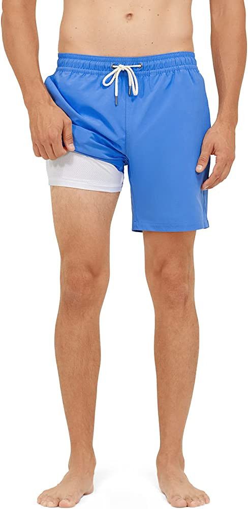 Somewhere Sunny Volley 7" Inseam Recycled Swimming Trunk | Compression Liner, Quick-Dry, 4-Way St... | Amazon (US)
