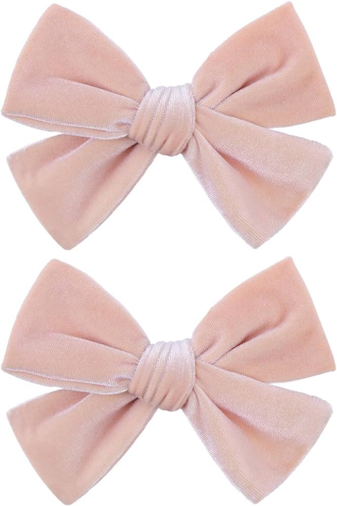 Velvet Hair Bows Valentines Alligator Clips for Girls Pink Bow Clip for Hair Bowknot Alligator Ba... | Amazon (US)