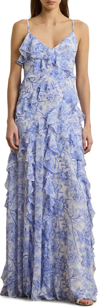 Lauren Ralph Lauren Floral Ruffle Georgette Gown | Nordstrom | Nordstrom