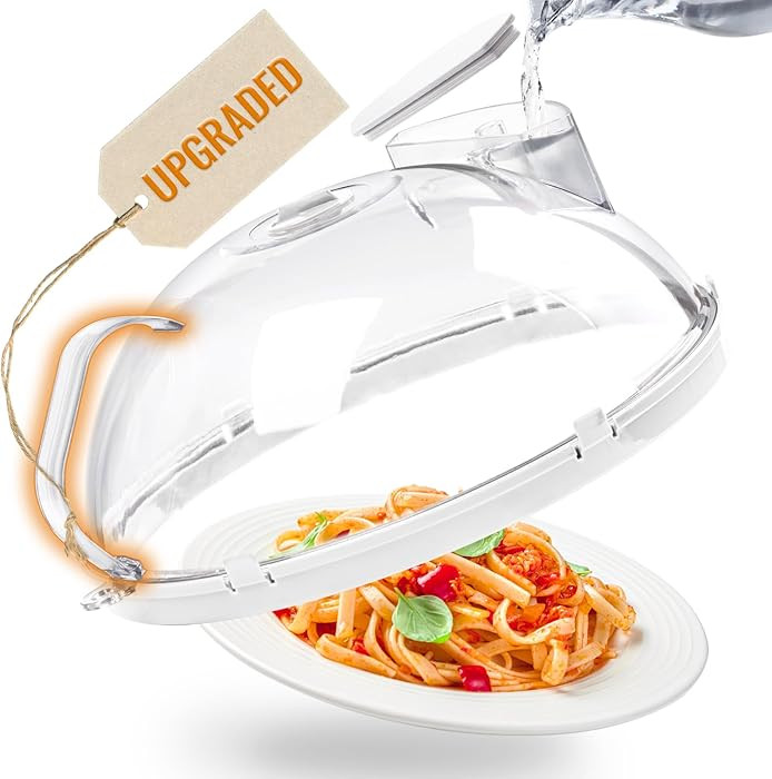 Microwave Food Cover, 10 Inch Microwave Splatter Cover with Water Steamer and Integrated Handle, ... | Amazon (US)