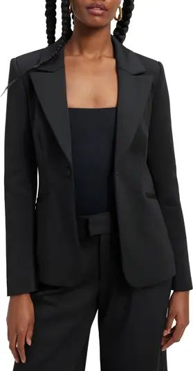 Good American Classic Sculpted Scuba Blazer in Fuchsia Pink001 at Nordstrom, Size 5 | Nordstrom