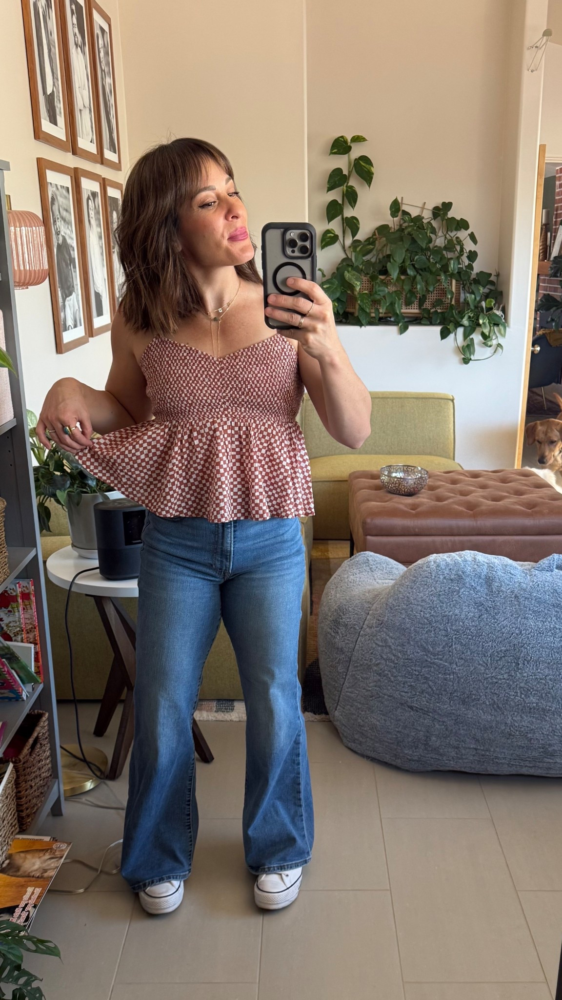 Shirt: 30% off right now! Wearing a M.

Converse: they come in wide!!! 

Jeans: fave stretchy (but with form) jeans. I am wearing a 27  