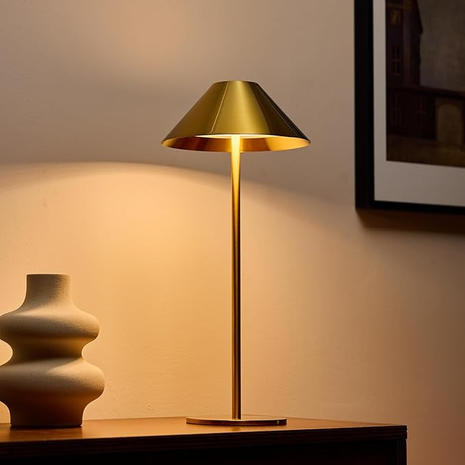 Bojim Gold Cordless Table Lamp, Rechargeable Battery Lamps for Home, 3 Color Stepless Dimmable To... | Amazon (US)