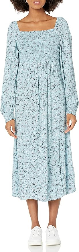 The Drop Women's Karl Long-Sleeve Smocked Bodice Midi Dress | Amazon (US)