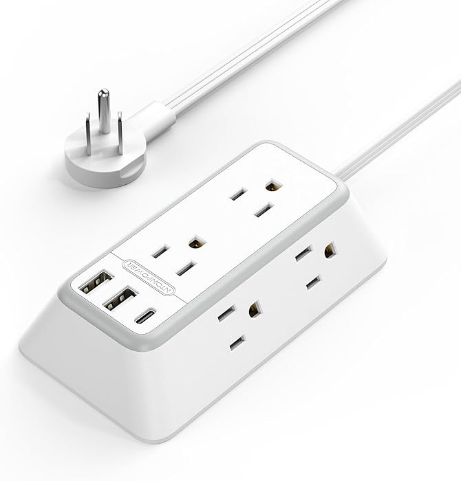 NTONPOWER 10 Feet Indoor Extension Cord Flat Plug 3 Prong Power Strips with Surge Protection, Mou... | Amazon (US)