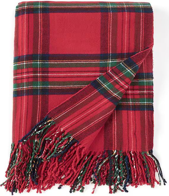 Emory Plaid Fringed Throw Blanket | Dillard's