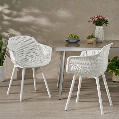 24" Weather-Resistant Plastic Blend Dining Chair for Patio, Backyard, or Outdoor Dining Seating | Target