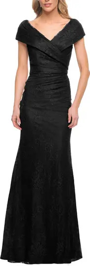 La Femme Lace Off The Shoulder Cap Sleeve Evening Dress | Nordstrom | Nordstrom