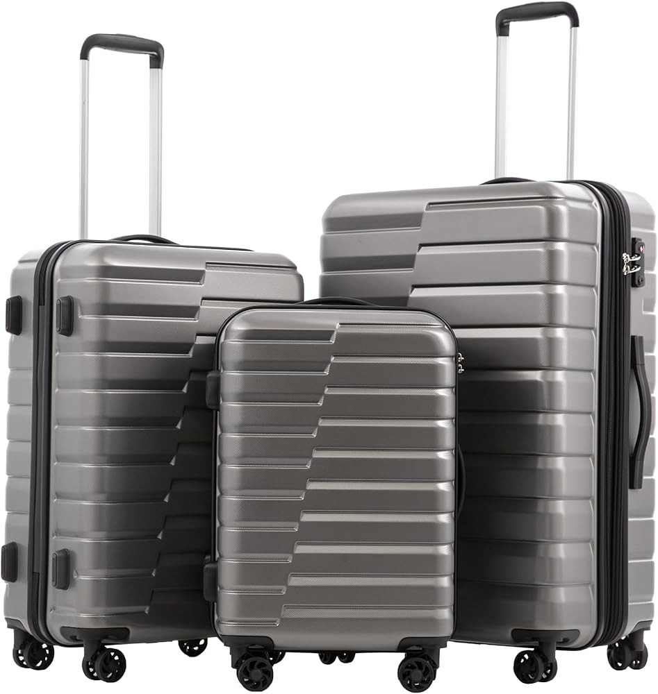 Coolife Luggage Sets, 3 Piece Hard Shell Suitcase Set with Spinner Wheels, Expandable Large Check... | Amazon (US)