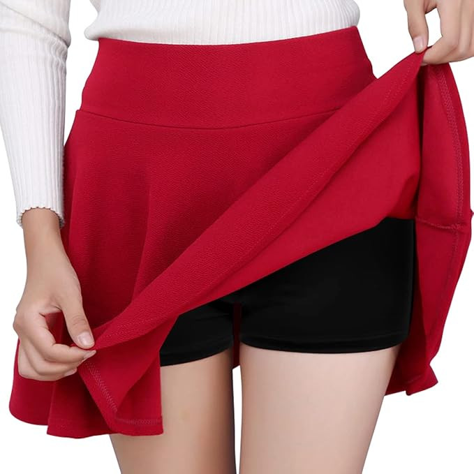 DJT FASHION Women's Casual Stretchy Flared Pleated Mini Skater Skirt with Shorts | Amazon (US)