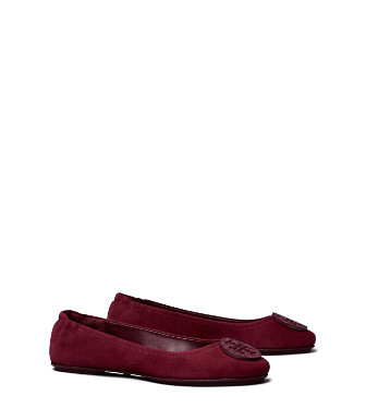 Tory Burch Minnie Embellished-Logo Travel Ballet Flat, Suede | Tory Burch (US)