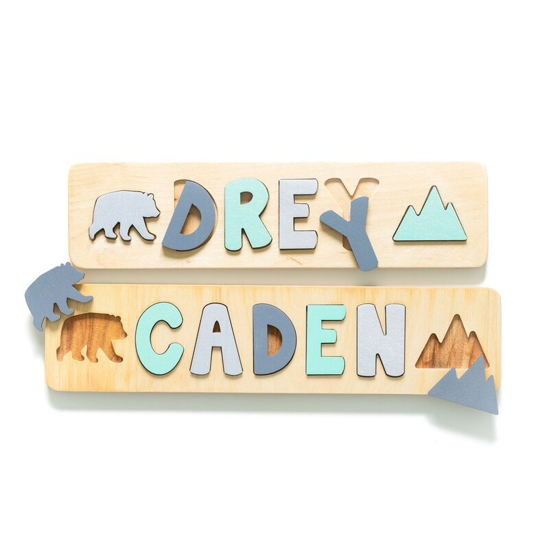 Wooden Name Puzzle with Bear and Mountain Personalized Gift | Etsy | Etsy (US)