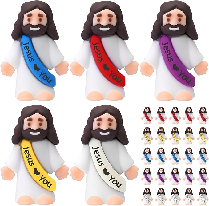 Bememo 25 Pcs Little Jesus Figures Original Design Easter Jesus Love You Mini Rubber Toys to Hide... | Amazon (US)