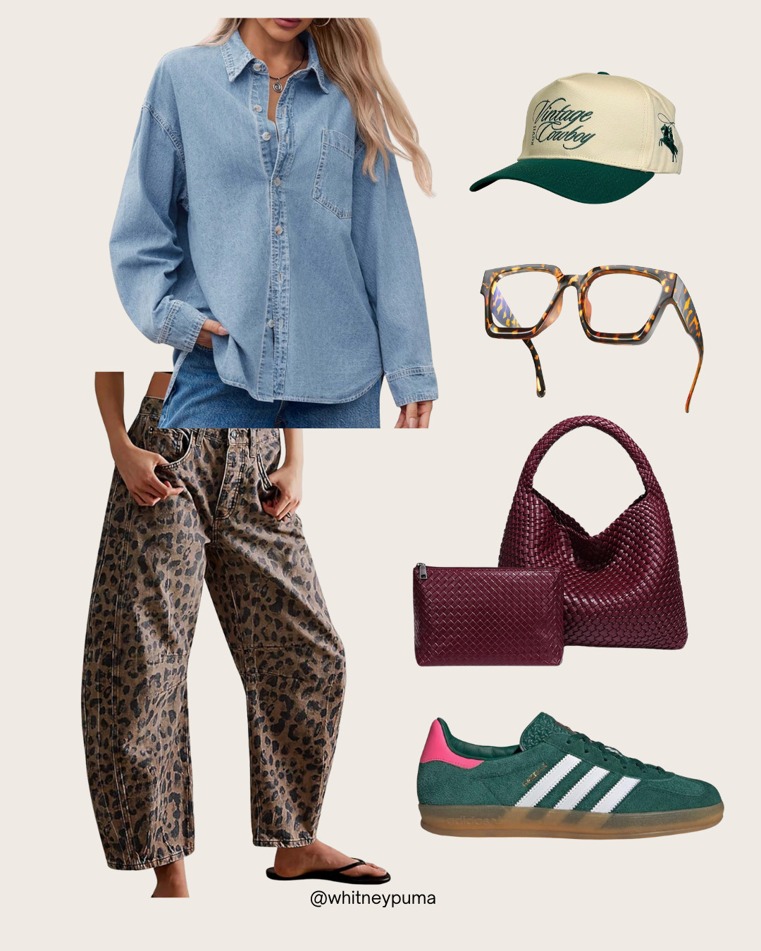 Amazon fall casual outfit | barrel jeans | baseball hat for women | dark green | leopard jeans | blue light glasses | thick frame glasses  

 #LTKSeasonal