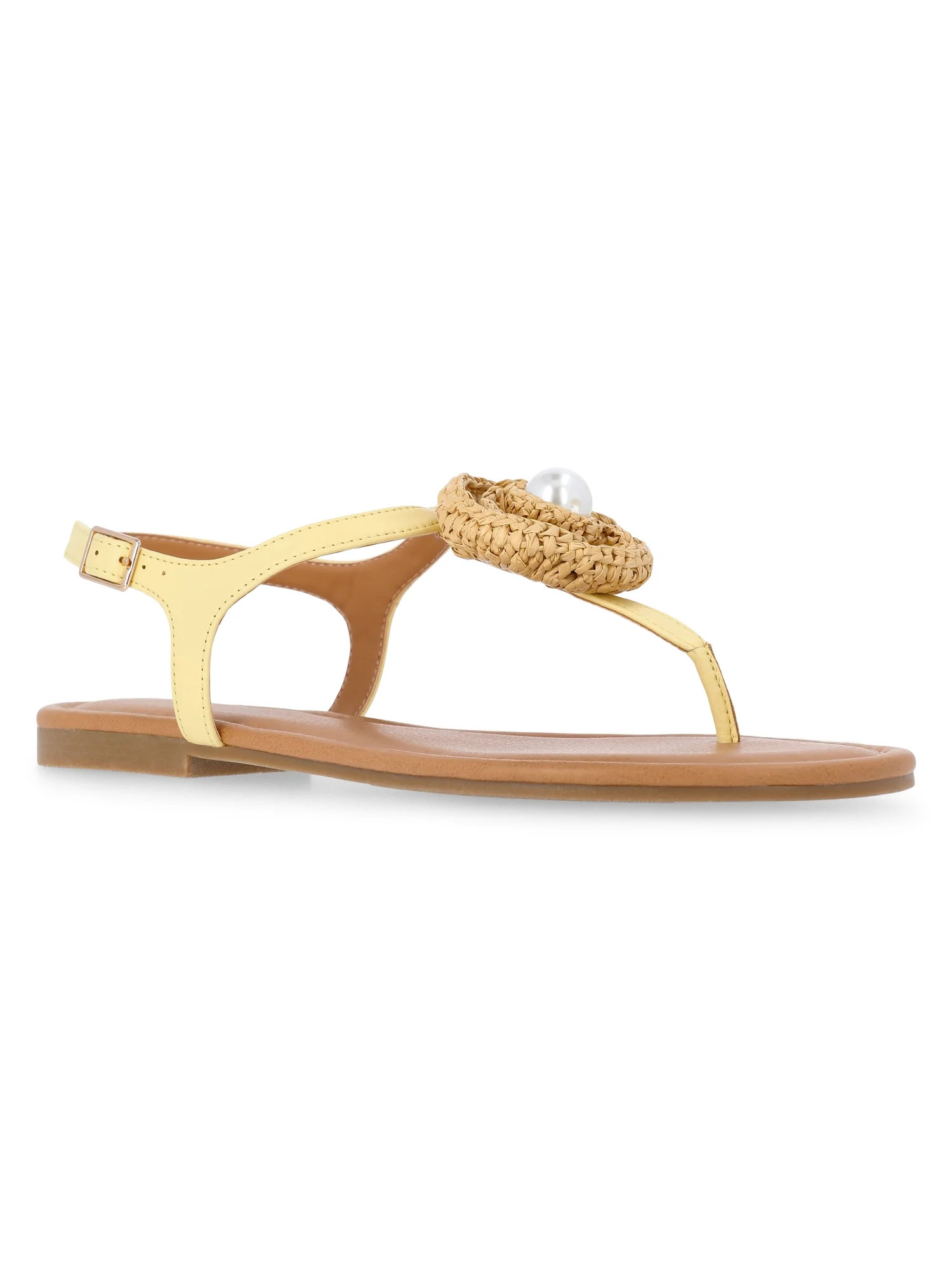 Time and Tru Women's Crochet Flower Thong Sandals | Walmart (US)