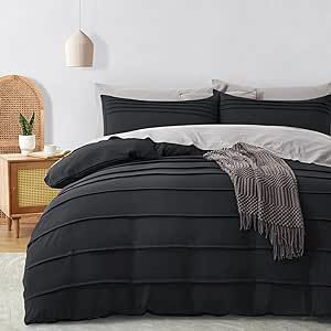 Oli Anderson Black Duvet Cover Queen Size - Pleated Queen Duvet Cover, 3PCS Soft and Breathable T... | Amazon (US)