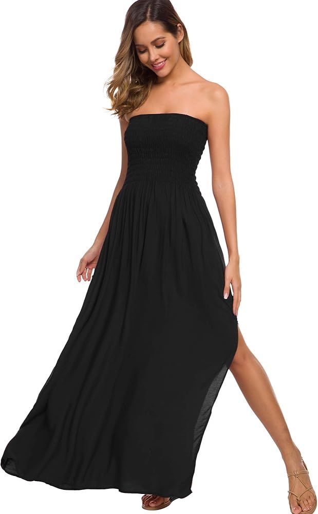 just quella Maxi Dresses for Women Summer Strapless Boho Beach Long Dress | Amazon (US)