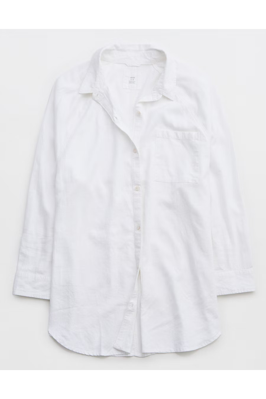Aerie Pool-To-Party Linen Blend Cover Up Shirt Women's White XXL | Aerie