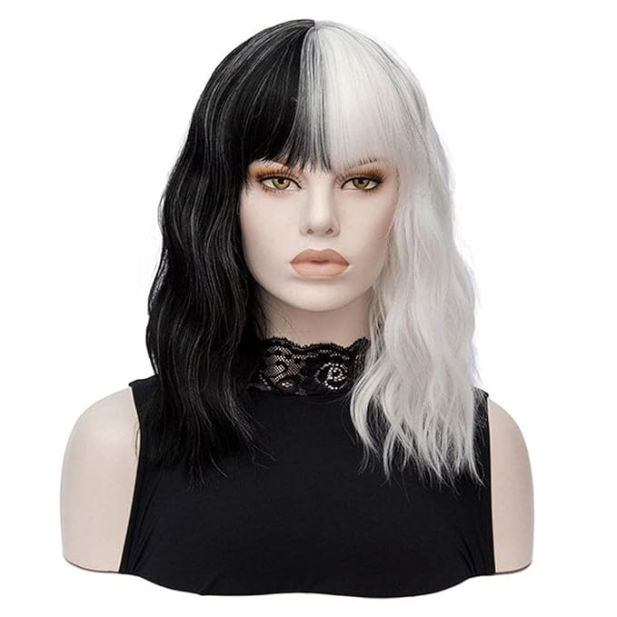 FVCENT Short Curly Shoulder Length Full Bang Women Bob Wig for Cruella Costume Women for Hallowee... | Amazon (US)
