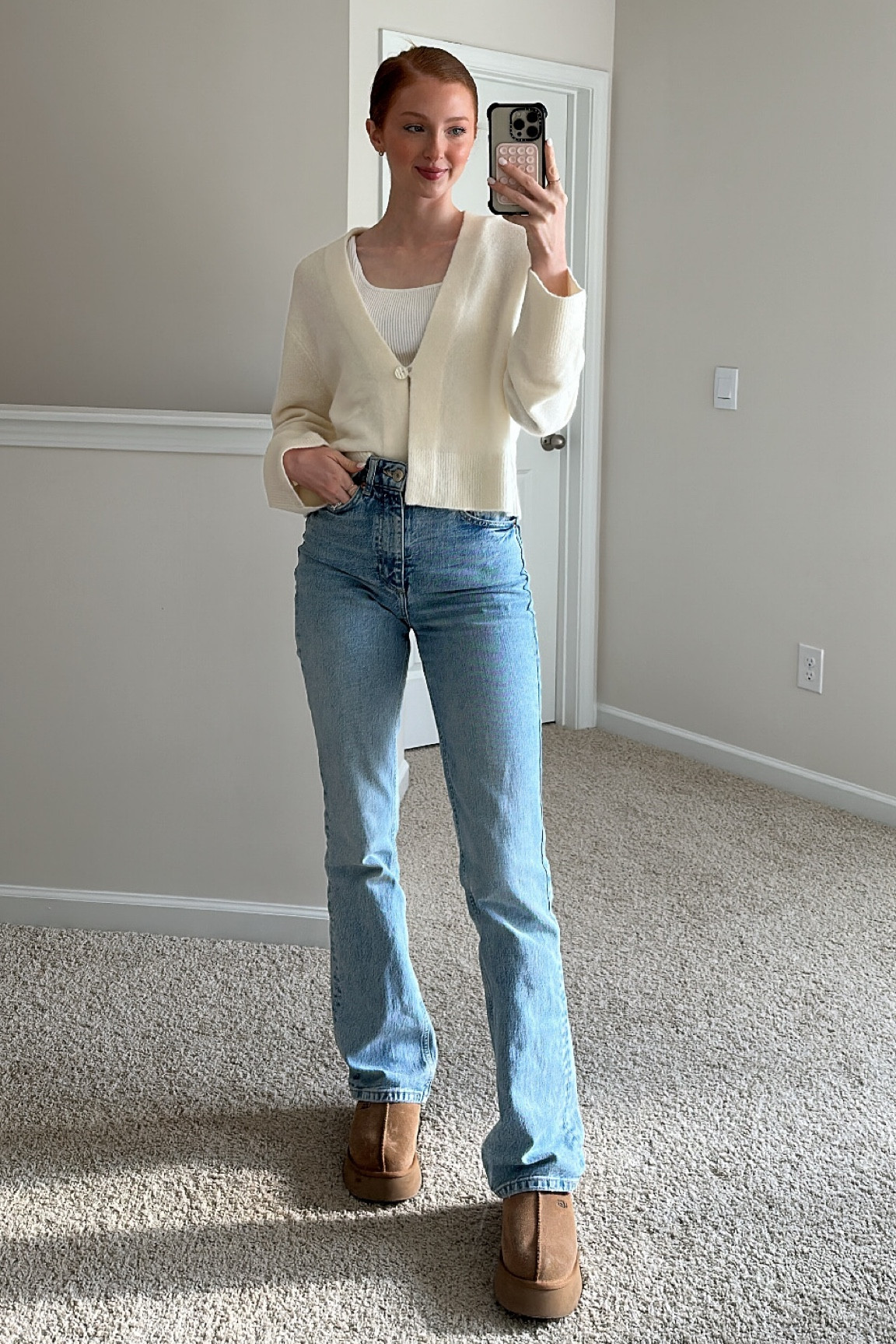 Top- small, jeans- 26 TTS, UGGs- 8 TTS