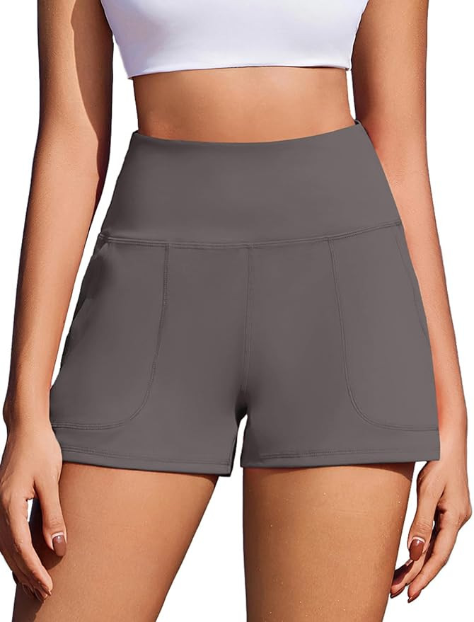 PINSPARK Workout Shorts Women Wide Leg Athletic Shorts High Waisted Yoga Shorts Tummy Control Gym... | Amazon (US)