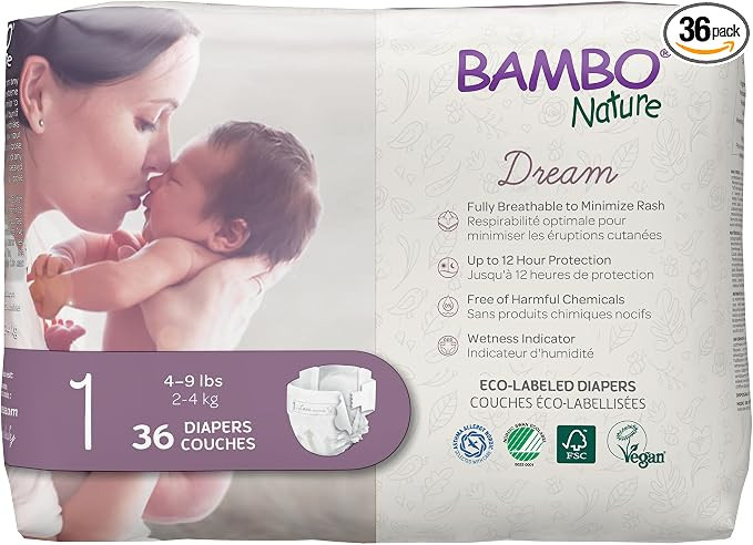 Bambo Nature Hypoallergenic Baby Diapers, Eco-Labelled Sustainable Diapers, Enhanced Leakage Prot... | Amazon (US)