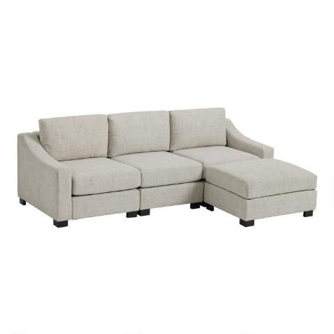 Cream Slope Arm Hayes 4 Piece L Modular Sectional Sofa | World Market