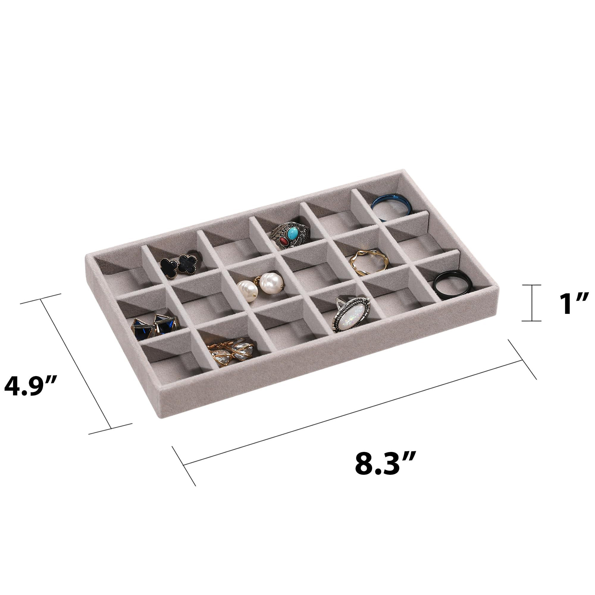 Frebeauty Jewelry Organizer Tray,Stackable Velvet Jewelry Trays,Drawer Inserts Earring Organizer ... | Amazon (US)