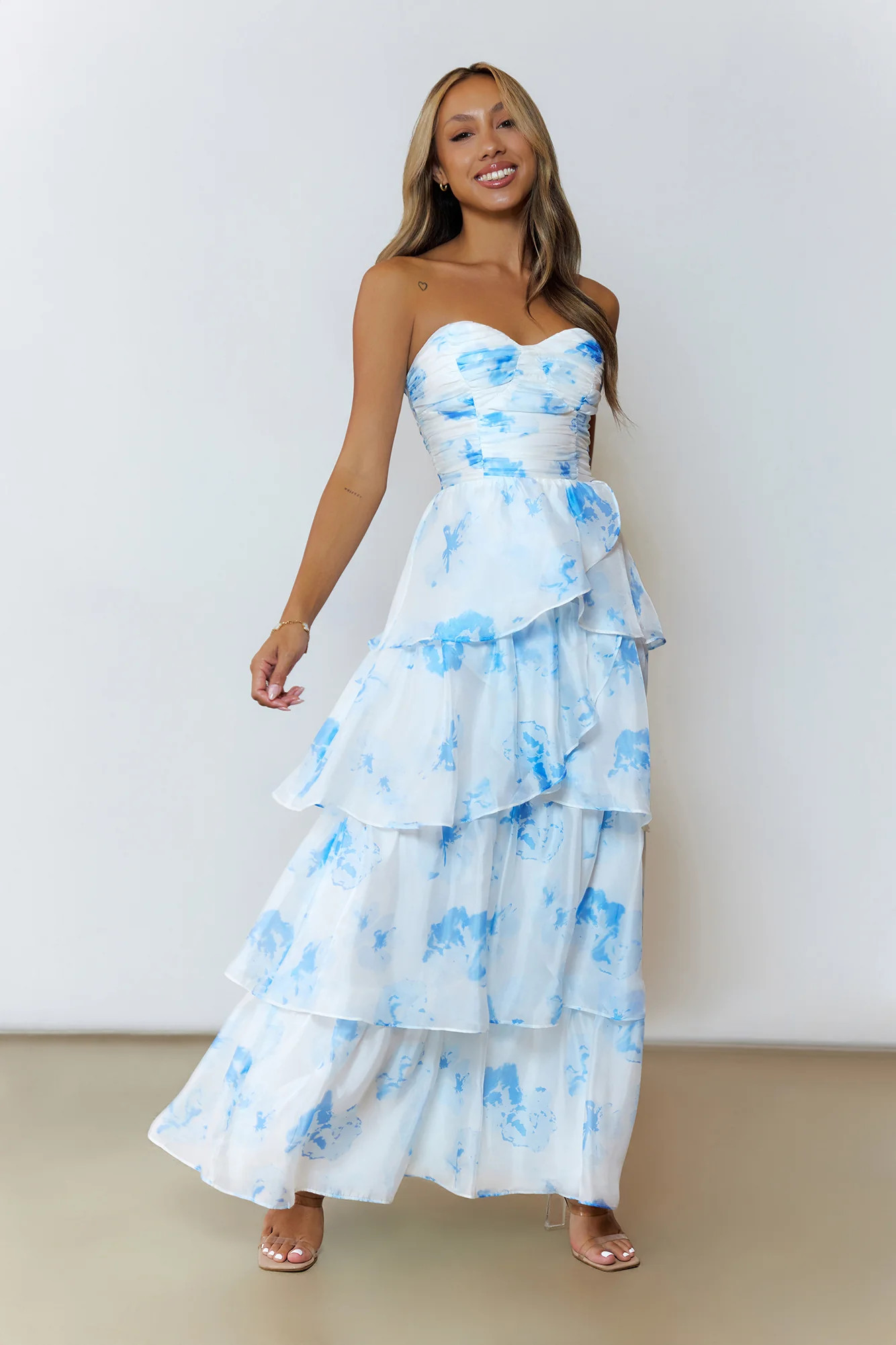 Sunlit Serendipity Strapless Maxi Dress Blue | Hello Molly (US)