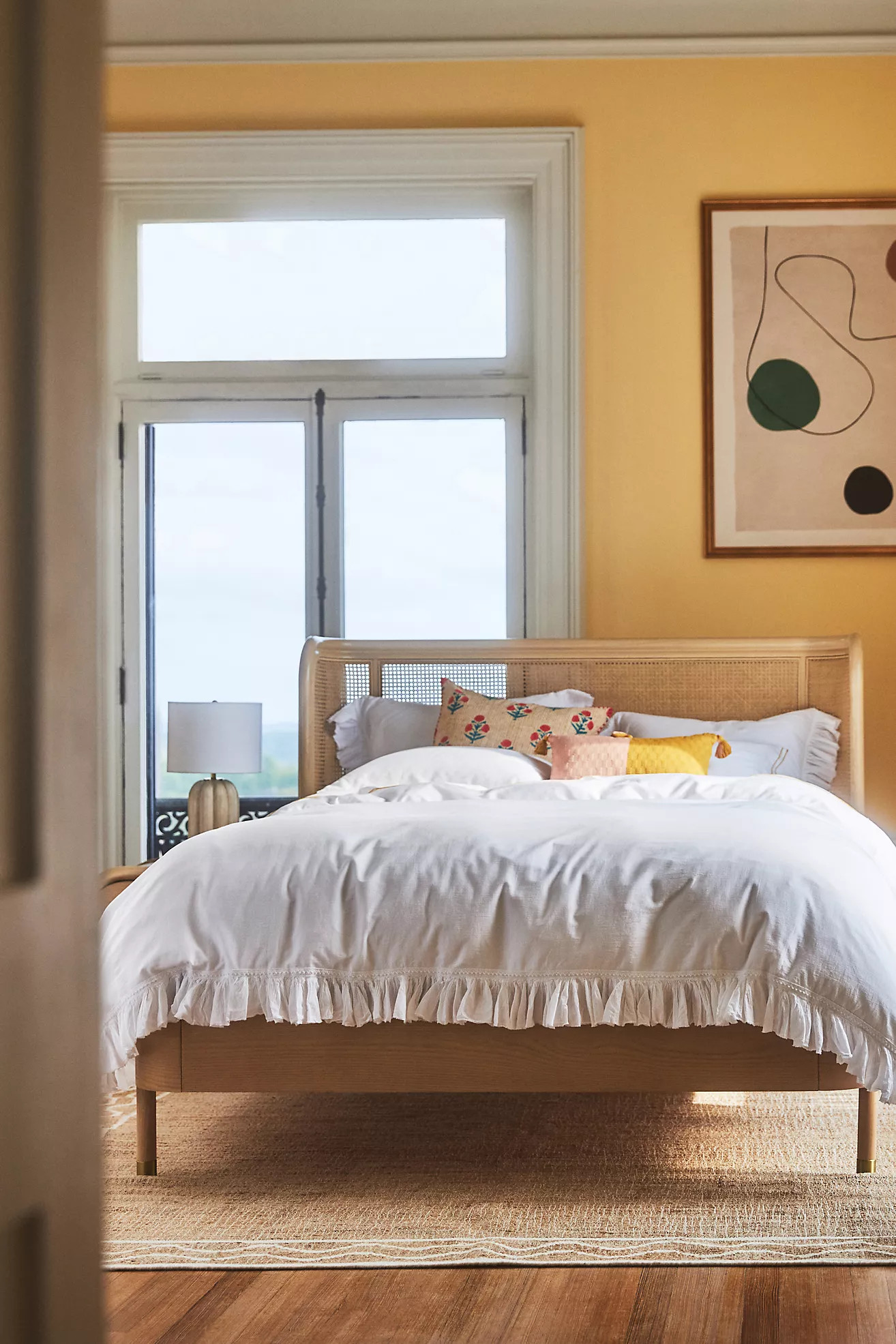 Organic Cotton Spa Sateen Ruffled Duvet Cover | Anthropologie (US)