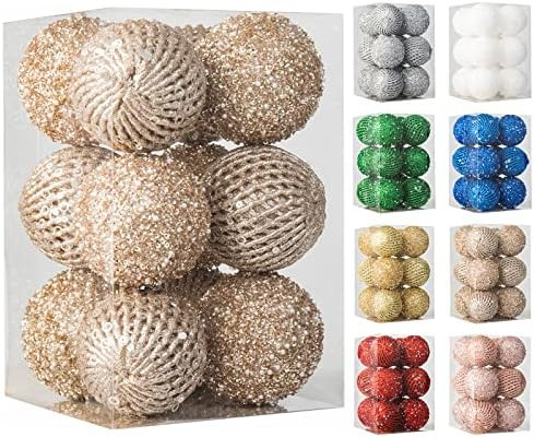 3.15" Christmas Ball Ornaments 12 pcs Glitter Sequin Foam Ball Shatterproof Christmas Decorations... | Amazon (US)
