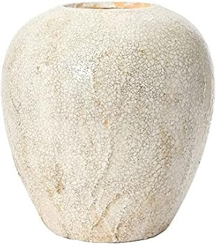 Creative Co-Op Stoneware, Distressed Cream Crackle Glaze Vases, 8" L x 8" W x 8" H | Amazon (US)