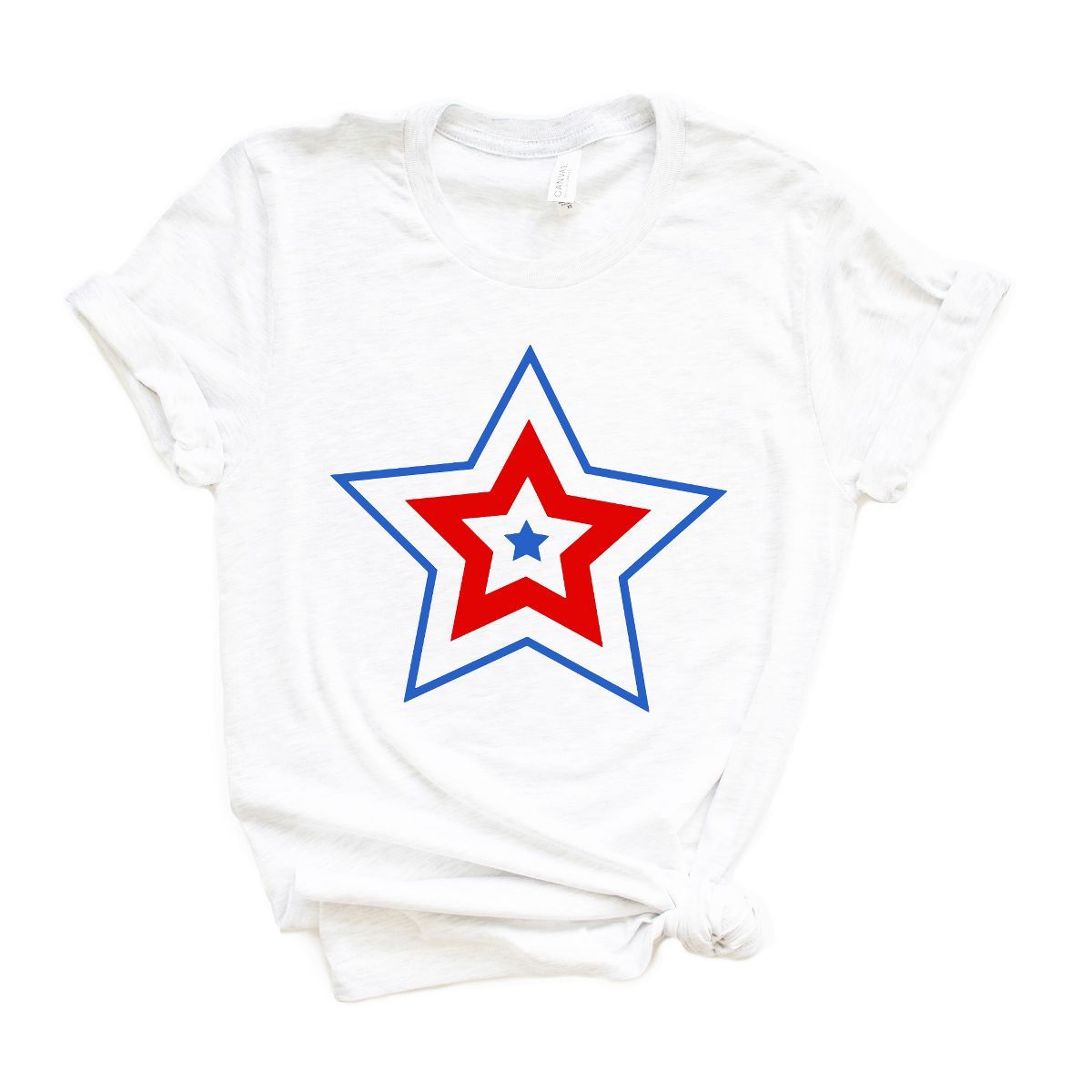 Simply Sage Market Women's Patriotic Three Star Short Sleeve Graphic Tee | Target