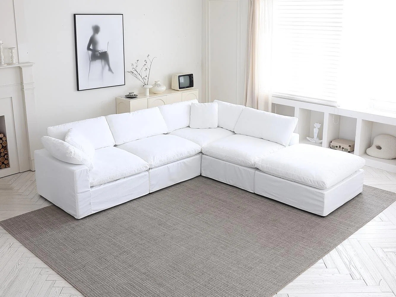 Auralane 5 - Piece Upholstered Sectional, Cloud Modular Sectional Sofa Couch with Ottoman for Liv... | Wayfair North America